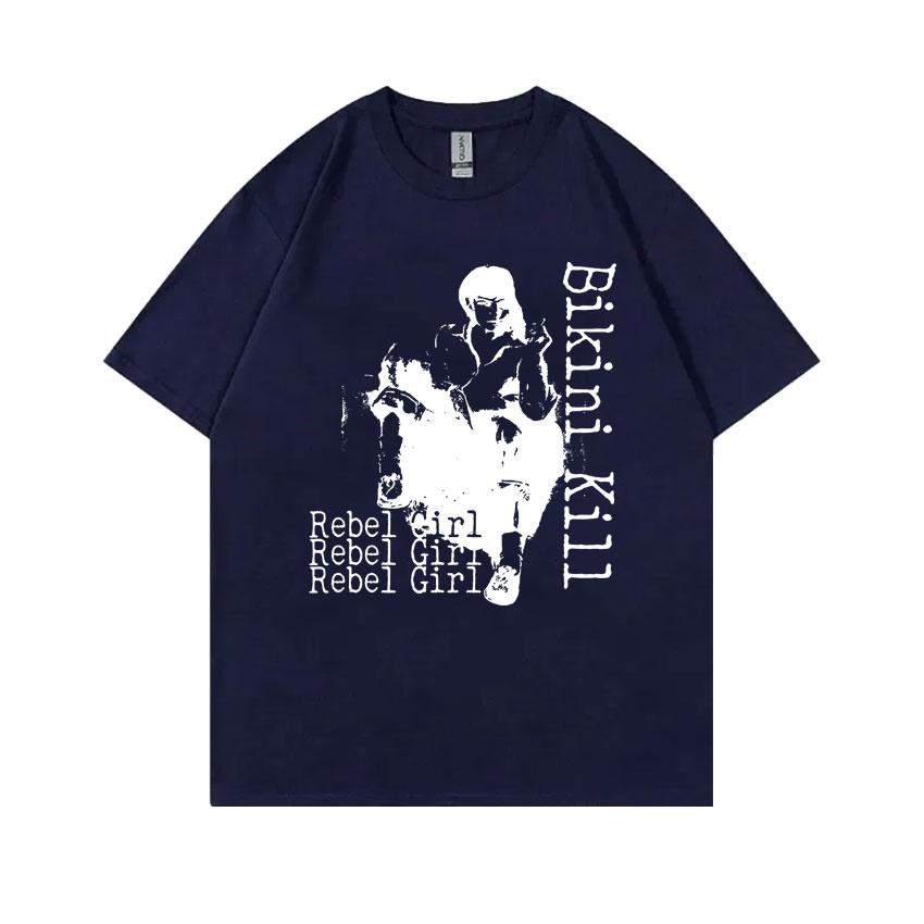 Punk Rock Band Bikini Kill Rebel Girl Graphic T Shirts Riot Grrrl Kathleen Hanna TShirts Men Womens Vintage Oversized Tshirt S