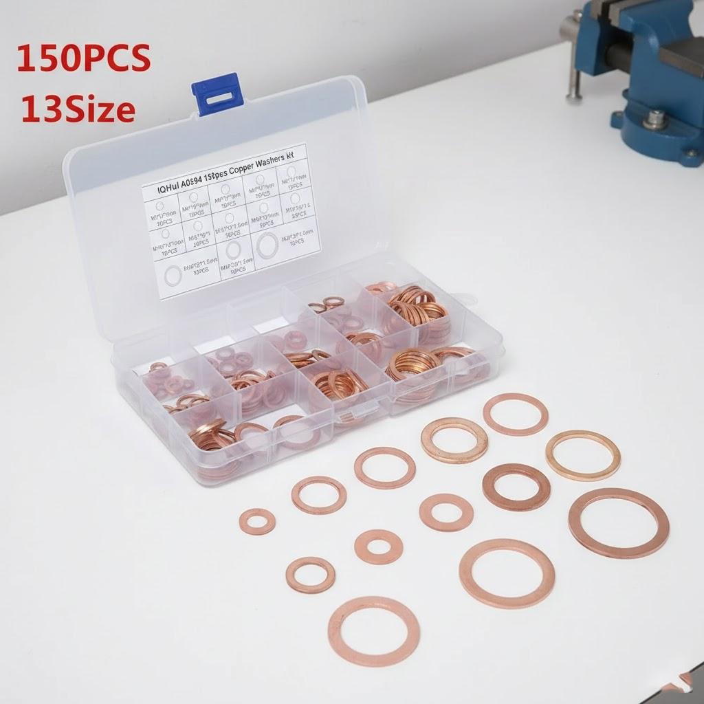 

150Pcs 300Pcs Solid Copper Gasket Seal Gasket Crankcase Plug Oil Tanker Crushing Flat Seal Tool Washer Fastener Hardware