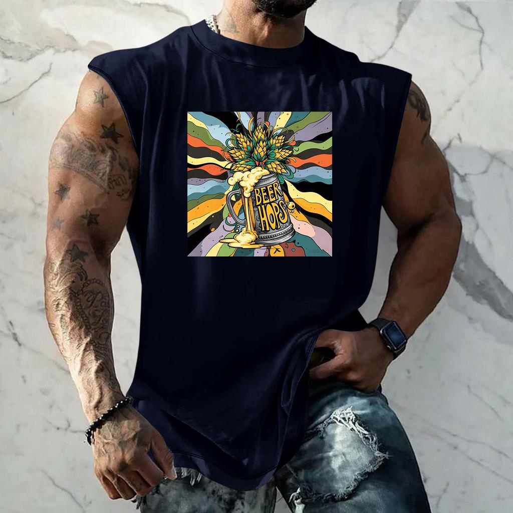 Men Sleeveless Tank Top Loose Fit Casual Streetwear Summer Beach Holiday Daily Wear Printed Graphic Muscle Shirt