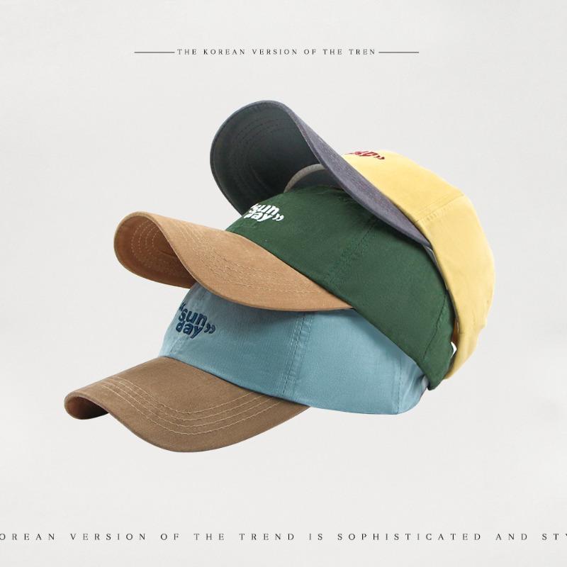 Soft top retro embroidery color matching cap female couple versatile street trend show face small baseball cap