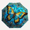 Stunning Stained Butterfly Window PanelUmbrella, Portable 3-Fold Compact Umbrella,Christmas Gift ES530