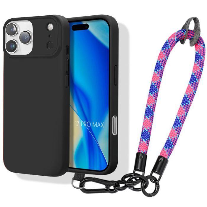 Coque TPU - BOOLING - pour iPhone 17 Pro Max - Silicone avec Bracelet Démontable Multicolore