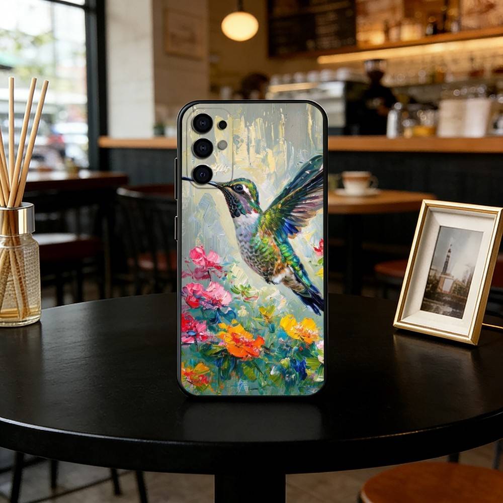 Colorful Bird Hummingbird Phone Case For Samsung S25,S24,S21,S22,S23,S30,Ultra,S20,Plus,Fe,Soft Silicone Black Cover