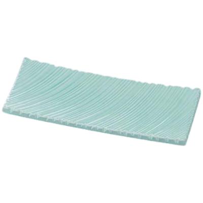 Premium Nigiri Sushi Shinogi Wave Carved Plate with Deep Sea Celadon Made In Japan J-Kitchens Plate, 27cm, Lacquer, Shatter-Resistant,