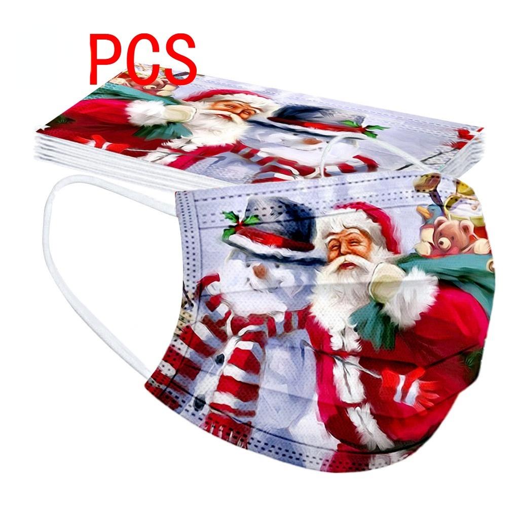 20 Stück Gesichtsmaske für Erwachsene Einweg-Gesichtsmaske Weihnachten 3D-Druck 3-lagig Ohrschlaufe Unisex Mundschutz Mascarillas Kinder Maske