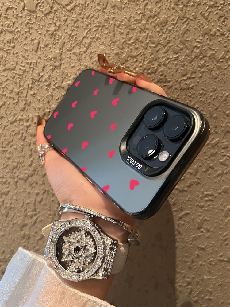 Pink Love Heart Couple IMD Phone Case For iPhone 17 15 Pro Max Cases iPhone 11 12 13 ProMax 14 16 Plus 7 XS XR Shockproof Funda