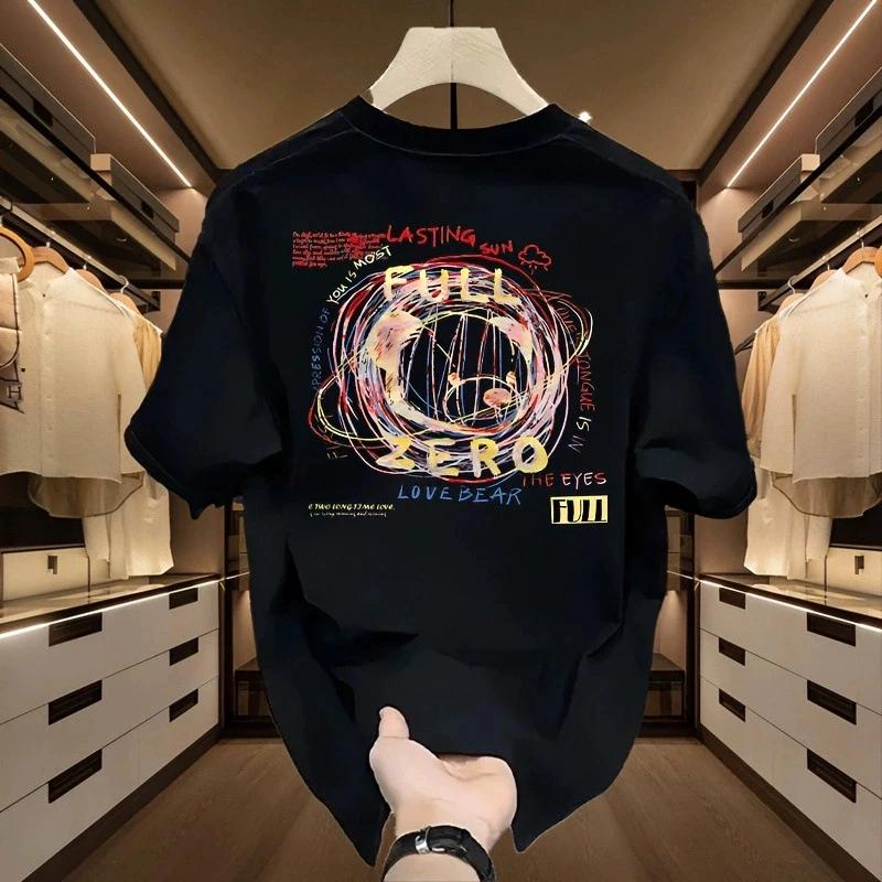 Sommer Herren Kirschblütenmuster Japanischer Stil Locker T-Shirt Geeignet für den täglichen Gebrauch 100% Baumwolle Material Trendig Vielseitig