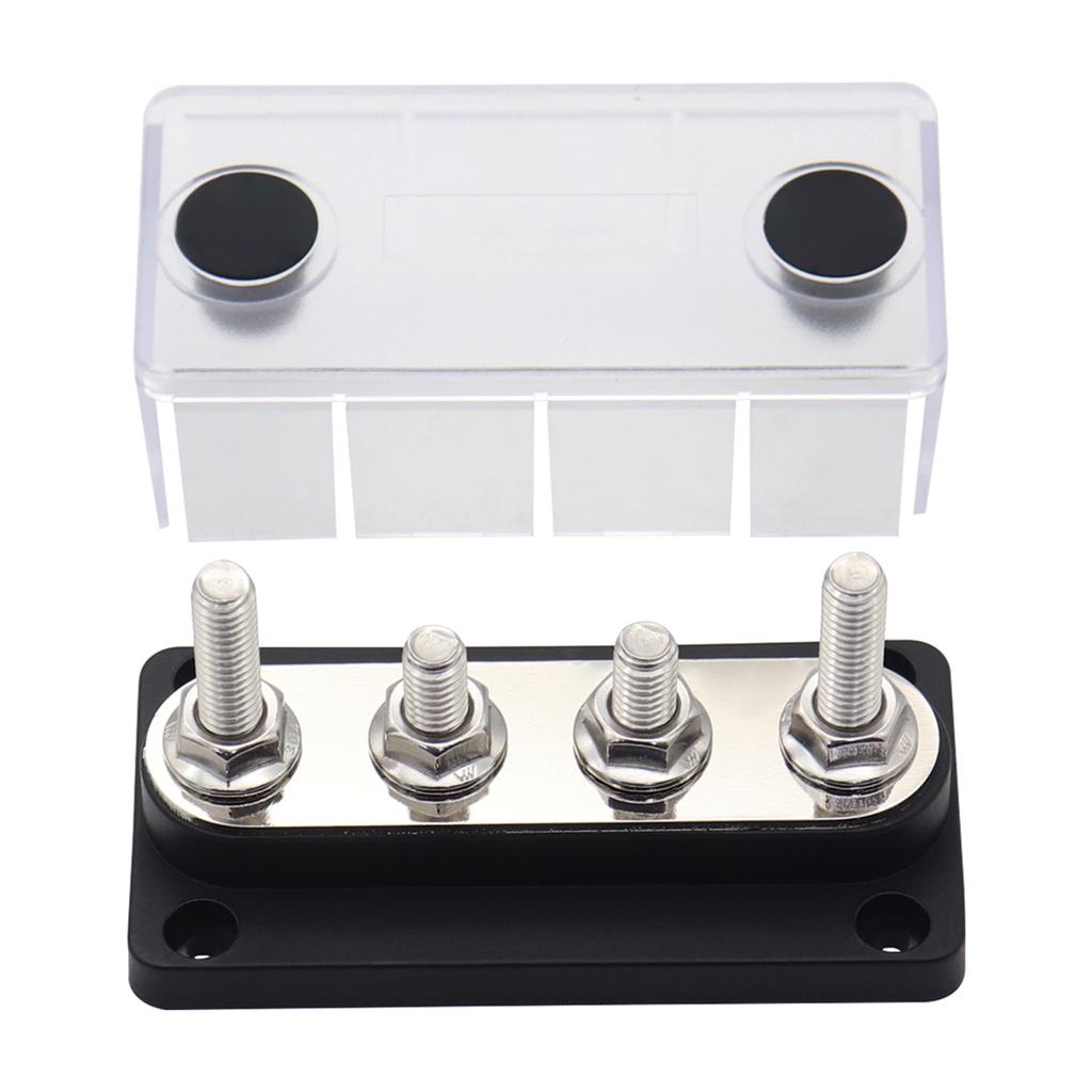 5/16'' 4 Stud Power Distribution Block,Bus Bar with Cover ,High Current Wiring Stud for Marine Boats Automobiles