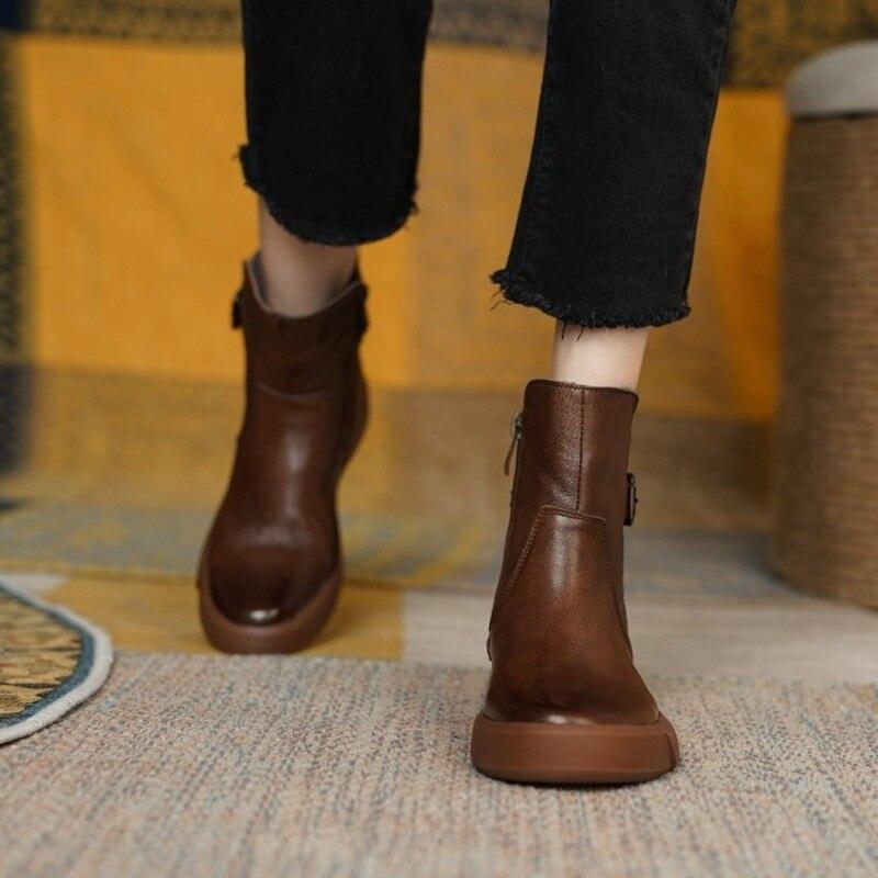 Chelsea Boots for Women Autumn Winter Women's Shoes Retro Casual Flat Ankle Boots Female Fashion Platform Short Boots