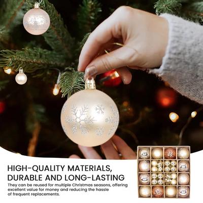 44 Stück Weihnachtskugel-Ornamente Kunststoff Weihnachtsbaumschmuck Weihnachtsdekorative Hängeornamente für Weihnachtsbaumschmuck