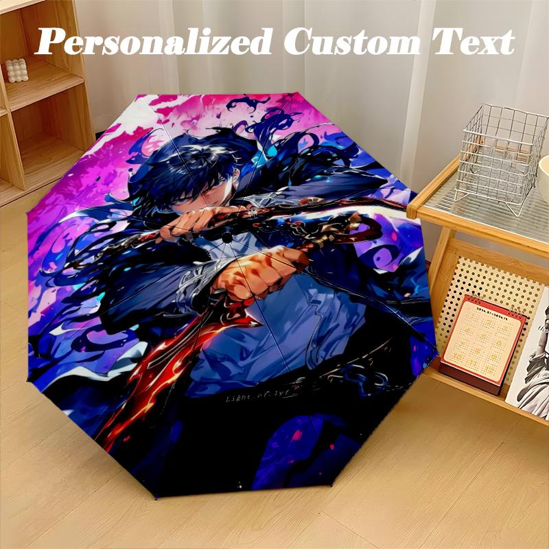 Portable Auto Folding Umbrella,Solo Leveling 8 Rib Waterproof Umbrella For Camping Commute