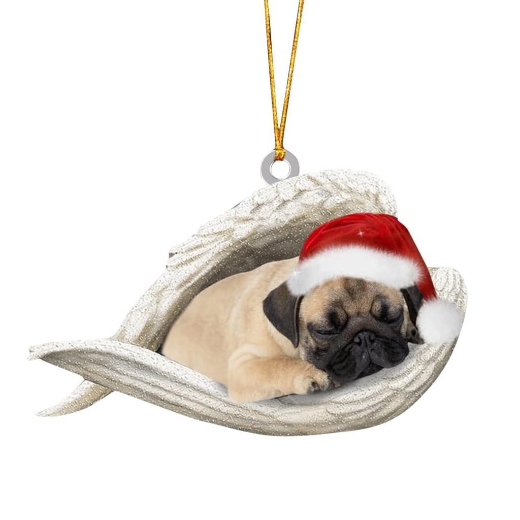 Świąteczny anioł pies akrylowy wisiorek choinka Diy Tag świąteczna dekoracja