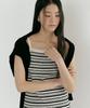 Lingseoul Ribbed Stripe Sleeveless Dress-Ivory