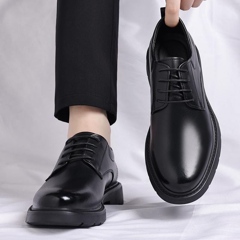 Fashion 2025 Autumn New Casual Formal Business Men's Shoes Solid Color Fashion Wedding Shoes Male Korean Lace Leather Shoe for Man