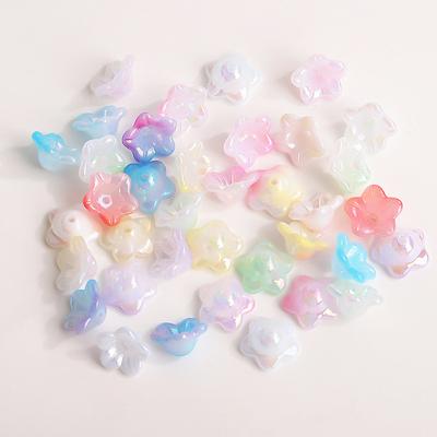 50Pcs 7X13Mm Gradual Change Acrylic Bellflower Beads Caps Jewelry Findings Charms Bracelets Spacer Beads For Jewelry Making