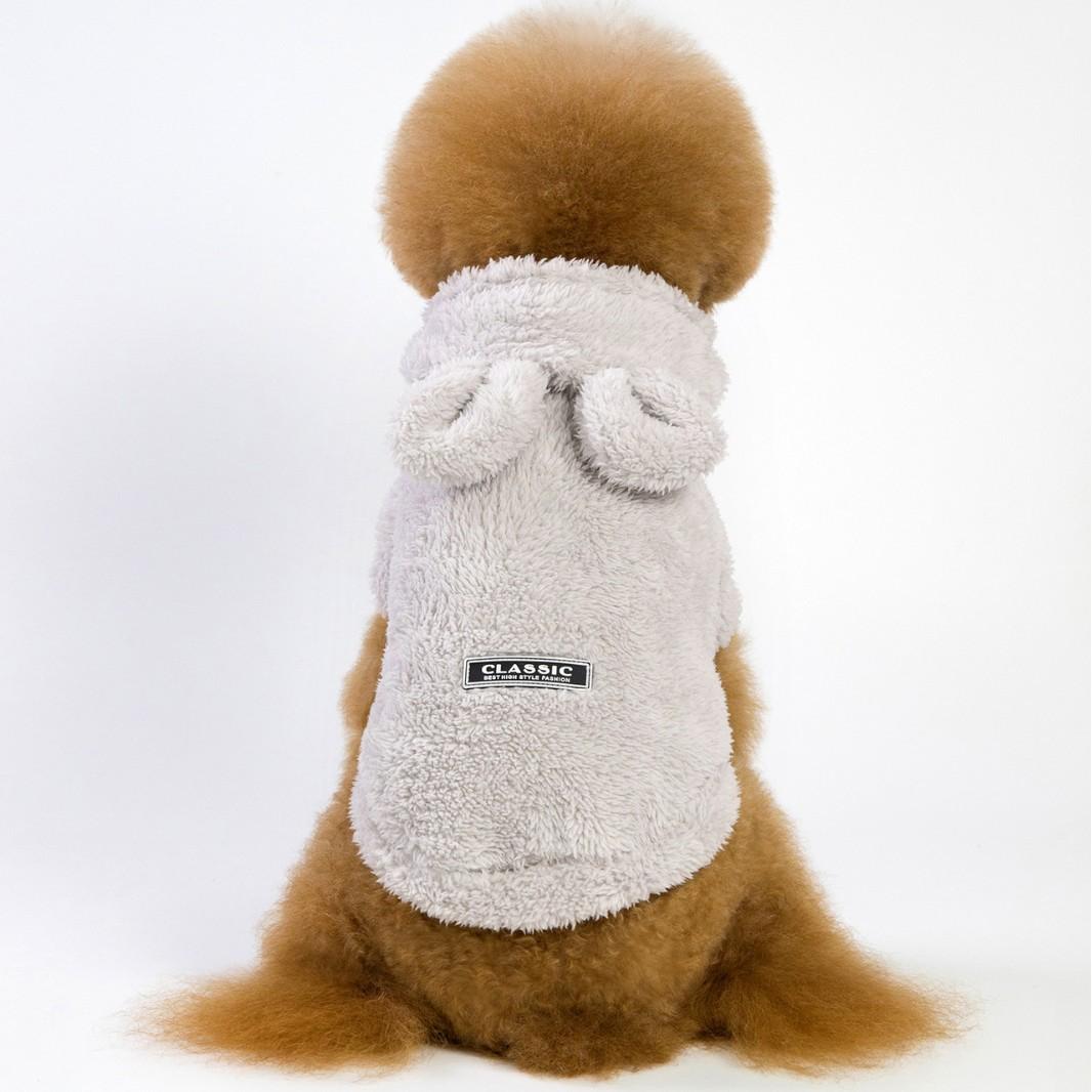 

Толстовка для питомца с медвежьими ушками, очень теплая флисовая, зимняя одежда, однотонная, с капюшоном, одежда для кошек, собак, осенняя одежда для щенков, маленьких и средних собак XXL серый