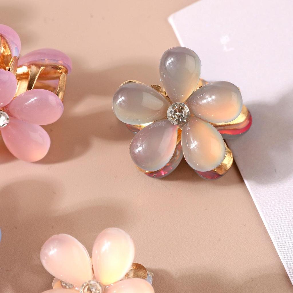 Korean Cute Pearl Floral Cat's Eye Hair Claw Clip