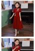 Red Chinese Style Cheongsam Dress for Girls - Floral Wedding & Piano Performance Outfit