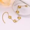 18K Gold Plated Engraved Four-Leaf Clover Heart Bracelet for Women - Non-Fading Titanium Steel Fashion Jewelry.