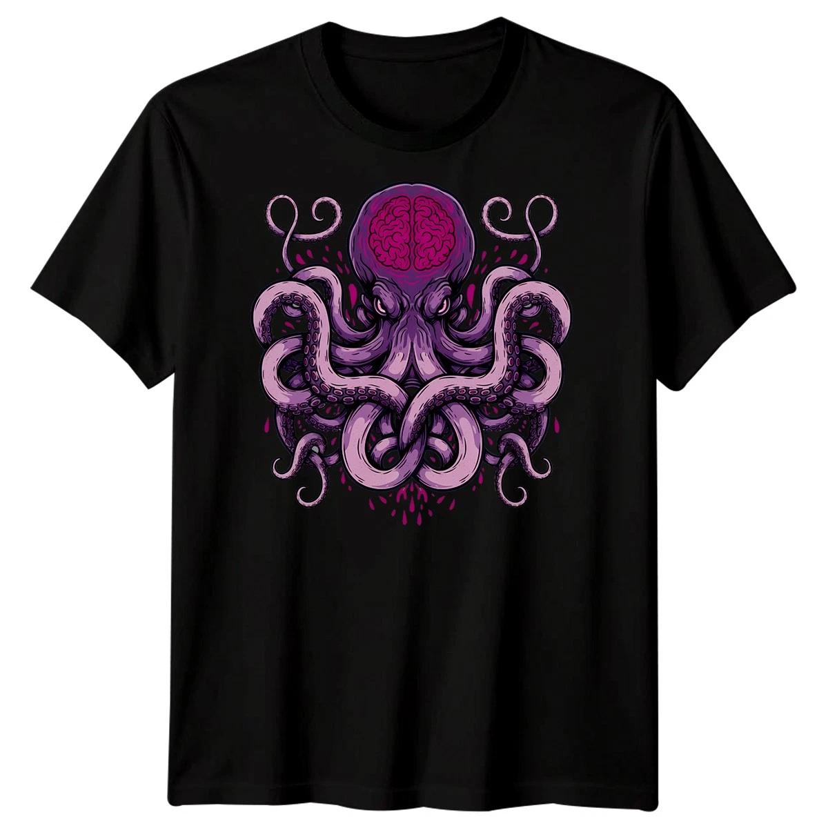 Octopus Brain Fantasy Creatures Mens T-Shirt Graphic Tee S