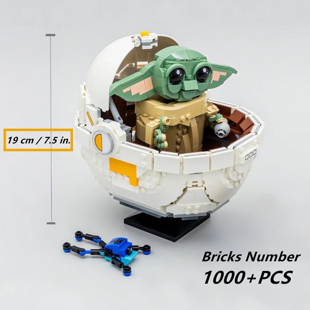 

MOC 1048 деталей Мультяшная серия Грогу с Ховер-коляской Модель Строительный блок Древний набор Собранная игрушка Подарок на День Рождения для Детей