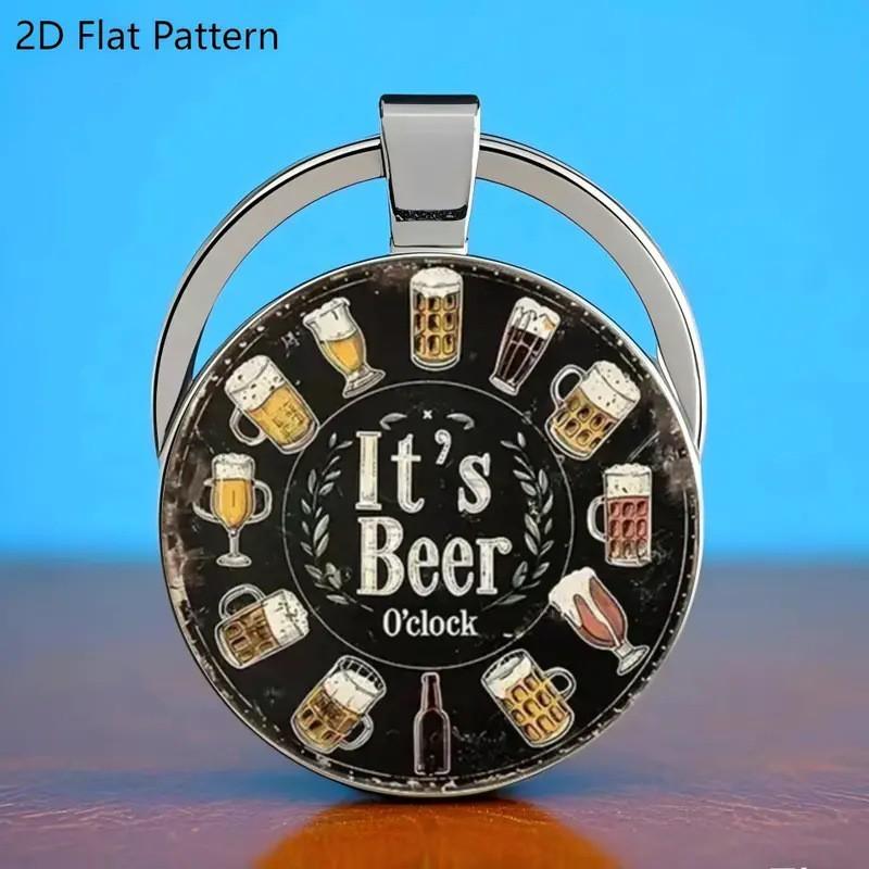 Beer Time Keychain Zinc Alloy Pendant Gift For Beer Lovers And Party Enthusiasts