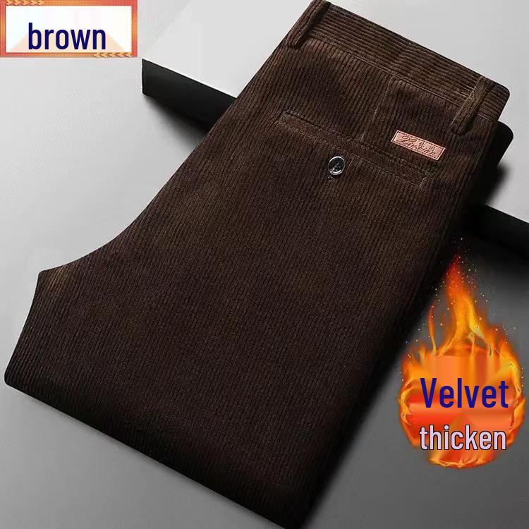 Value Vault Hoge Taille Corduroy Broek voor Heren - Puur Katoen, Losse Rechte Pijp, Herfst/Winter Casual Kleding voor Middelbare Leeftijd & Ouderen Waist 2.4 ft = Size 31