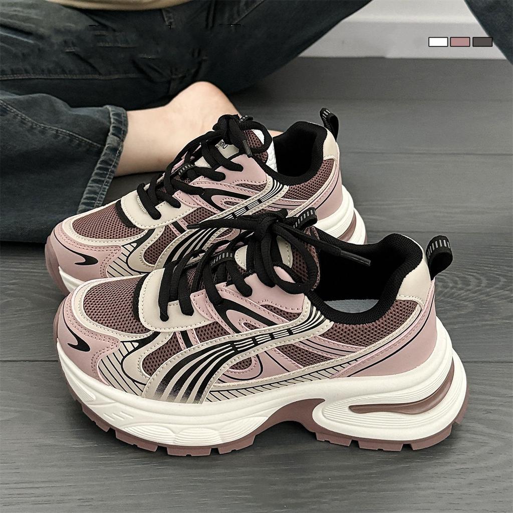2025 Spring and Summer New Student Mesh Breathable Dad Shoes Women's Korean Version Ins Trendy Street Shooting Retro Platform Sneakers