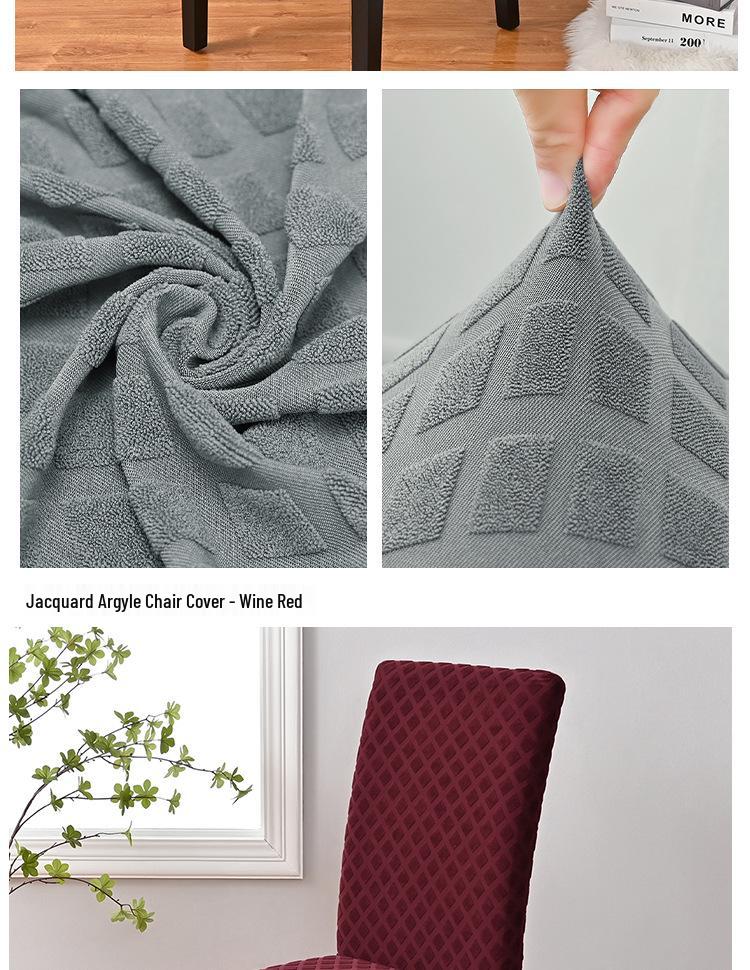 Jacquard Elastic High-Back Chair Cover: Dustproof, Universal Fit for Dining Chairs