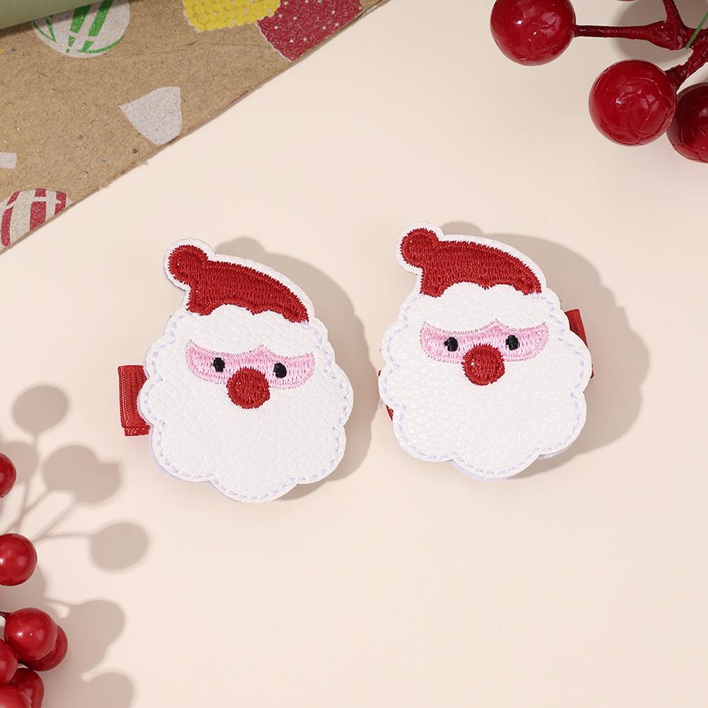 2Pcs Christmas Cartoon Hair Clips Cute Santa Claus Reindeer Hairpins New Year Side Barrette For Girls Kids Headwear Accessories