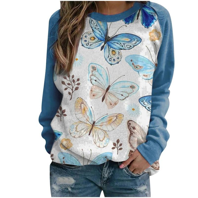 Women's hoodie 3D digital printed round neck hoodie with shoulder inserts for autumn winter women's wear