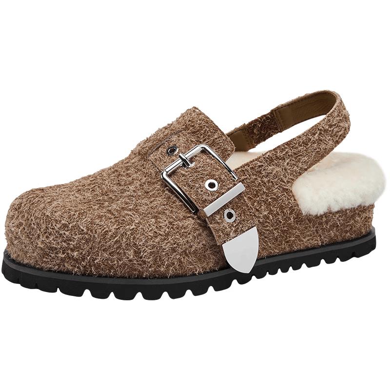 CHERY KALLY Women s Thick Sole Furry Mules 37