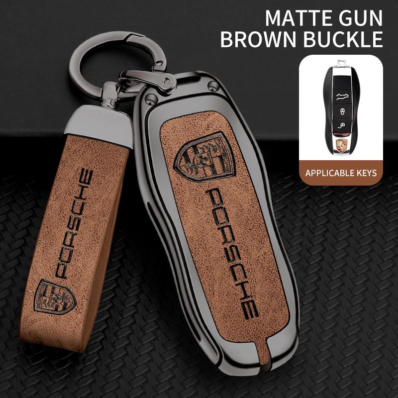 

Zinc Alloy Leather Car Key Case Cover Keyless Shell For Porsche Panamera Spyder Carrera Macan Boxster Cayman Cayenne 911 970 981