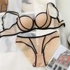 Set de lenjerie de corp pentru femei din Europa, bandaj sexy, sutien de dimensiuni mari, bretele reglabile confortabile, lenjerie, set de sutien și chiloți push up negru