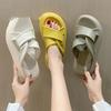 Muffin soft bottom one-word slippers women's 2025 summer new wear-resistant heightening lightweight versatile fashion beach cool slippers