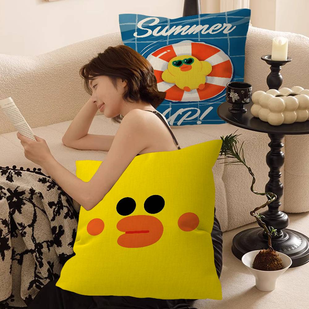 Cute Cartoon Art Duck Pillow Gift Home Office Decoration Bedroom Sofa Car Cushion Cover case 45x45