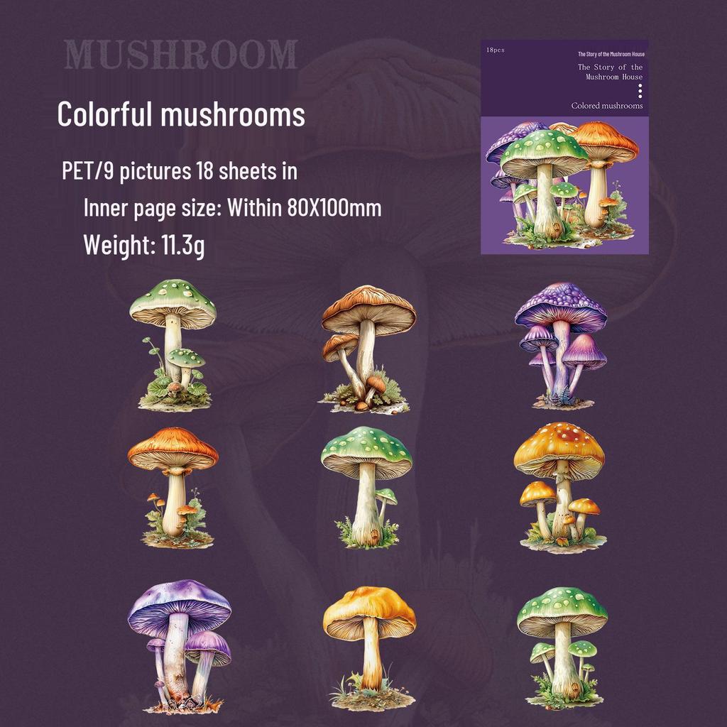Dark Shadow Phantom Forest Theme Sticker Pack: Mushroom House Story Series - 18 Sheets of Scenery Stickers