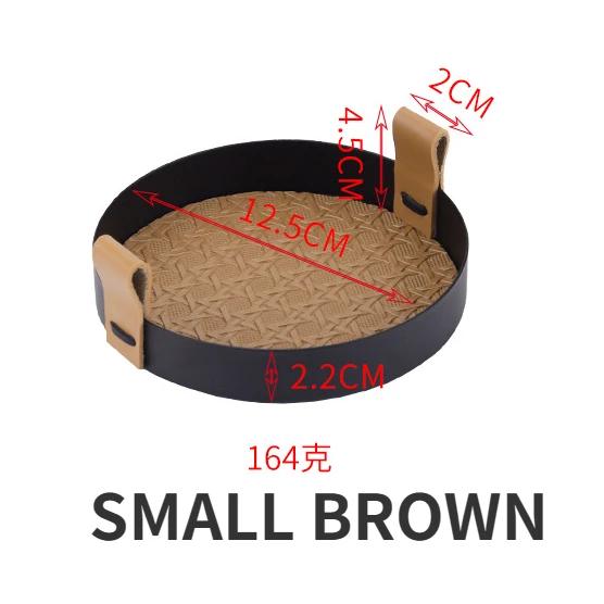 

Round Stainless Steel Leather Tray Snack Afternoon Tea Storage Tray Cosmetic Jewelry Storage Box Entryway Sundries Organizer