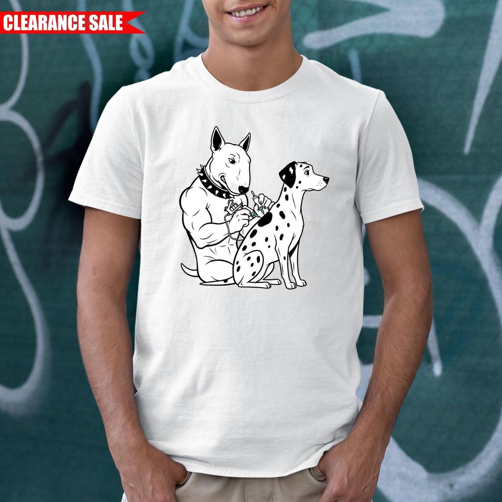 Pittbull Tattooing Dalmatian Printed T Shirt Mens Womens Tees Top Sweatshirt Funny Dog Lover Gift Top