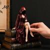 Hand Painted Resin Crafts Hooded Midnight Reader with Wine Statue, Gothic Dark Fantasy Faceless Shadow Home Decor Collectibles Figure, Sitting Mystery