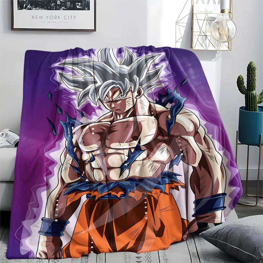 Dragon Ball Goku Pattern Flannel Blanket, High Quality Comfortable for All Seasons, Home Decor, Warmth and Comfort, Perfect for Gifts.
