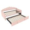 Daybed with Pull-Out Bed, Sofa Bed, Single Bed (Without Mattress), Double Bed, Velvet, Color-Changing LED Strip, 90x200cm(180x200cm), Pink