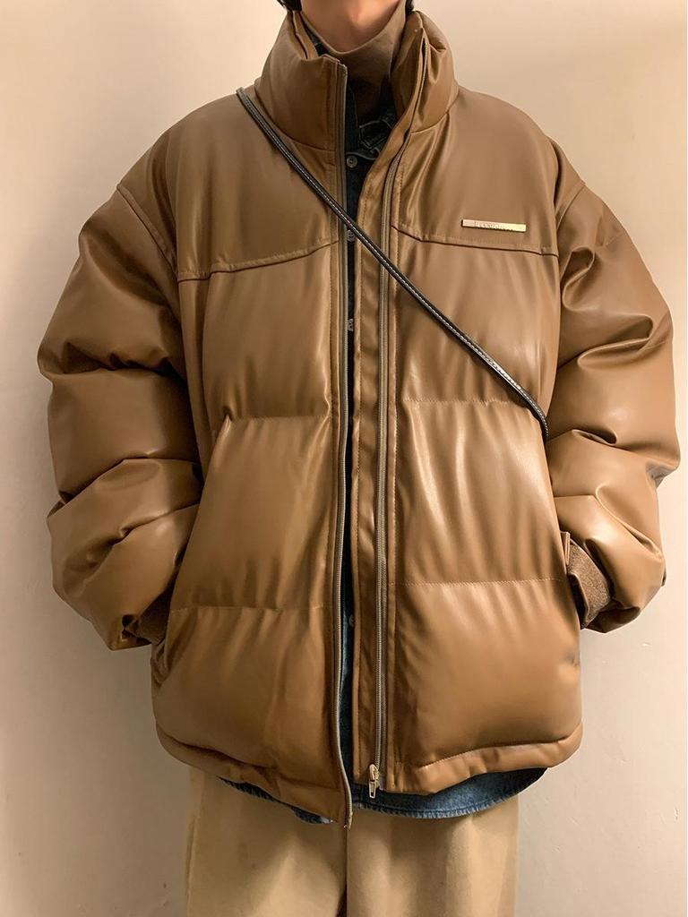 Unisex Koreanischer Stil Wasserdichte PU-Leder Winterjacke - Dick, Kälteschutz, Trendig & Lässig für Paare