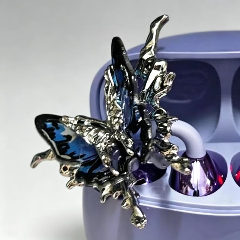 Lightweight Anti-lost Butterfly Earphone Clips Shiny Artificial Crystal Headphone Accessories for School Outdoor Activities