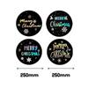 500pcs 1inch Black Hot Stamping Sticker New Year 2023 Merry Christmas Stickers Gift Sealing Labels Holiday Candy Bag Box Decor