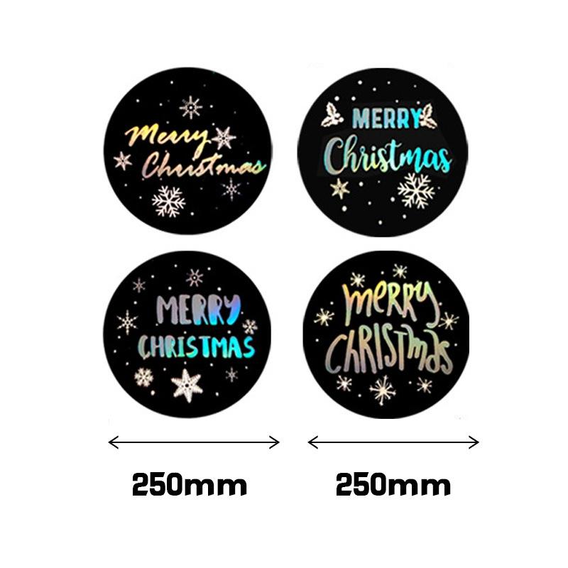 500pcs 1inch Black Hot Stamping Sticker New Year 2023 Merry Christmas Stickers Gift Sealing Labels Holiday Candy Bag Box Decor