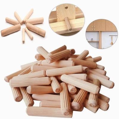 100pcs Wooden Dowel Cabinet Drawer Round Groove Wood Craft Dowel Rod Set Furniture Accessories Wooden Dowel