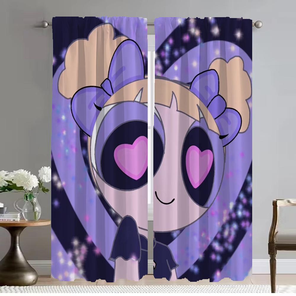PowerPuff Girls Home Interior Curtains 2 Pieces Partition Tulle for Bedroom Window Curtain Elegant Room Curtains Shades Living