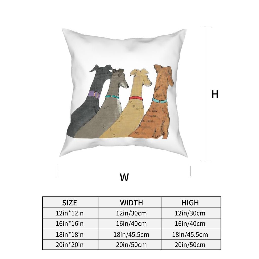 Waiting Greyhounds Throw Pillow Cover Polyester Cushions for Sofa Greyhound Whippet Sighthound Dog 4545cm Cushion Covers