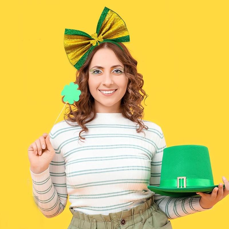Festival Shamrock Striped Headband for Patrick's Day Ideal for Parties Decorations and Favors Headbands